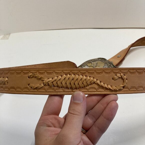 ADM Silversmith Col Texas Lone Star State Belt Buckle 40 Leather Belt Hand Made - Picture 12 of 16